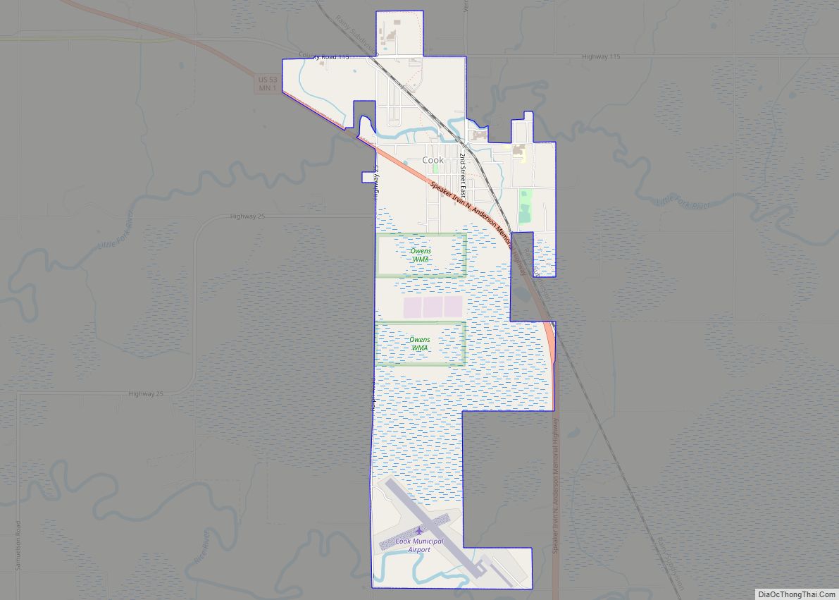 Map of Cook city, Minnesota