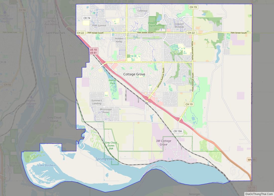 Map of Cottage Grove city, Minnesota