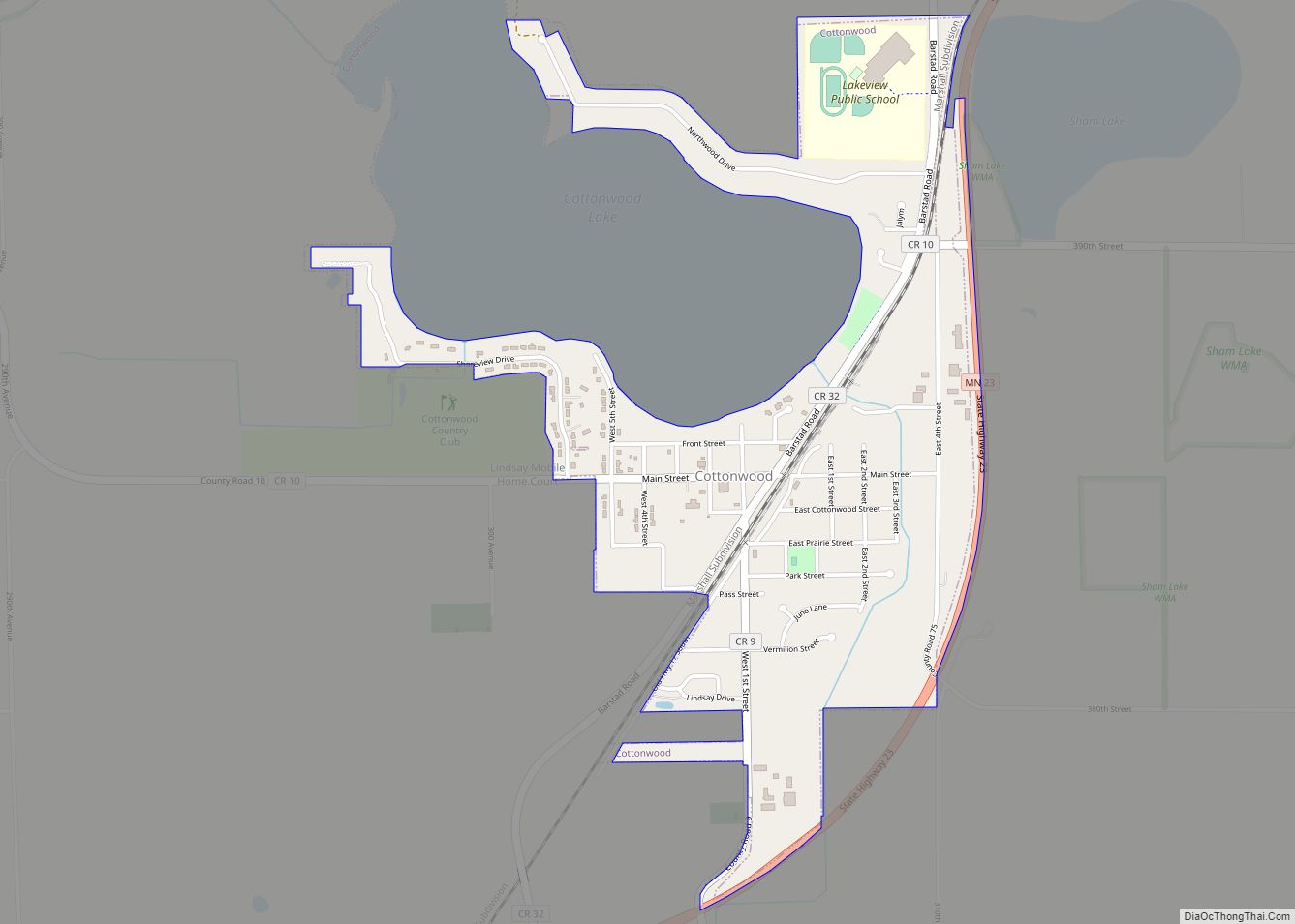 Map of Cottonwood city, Minnesota
