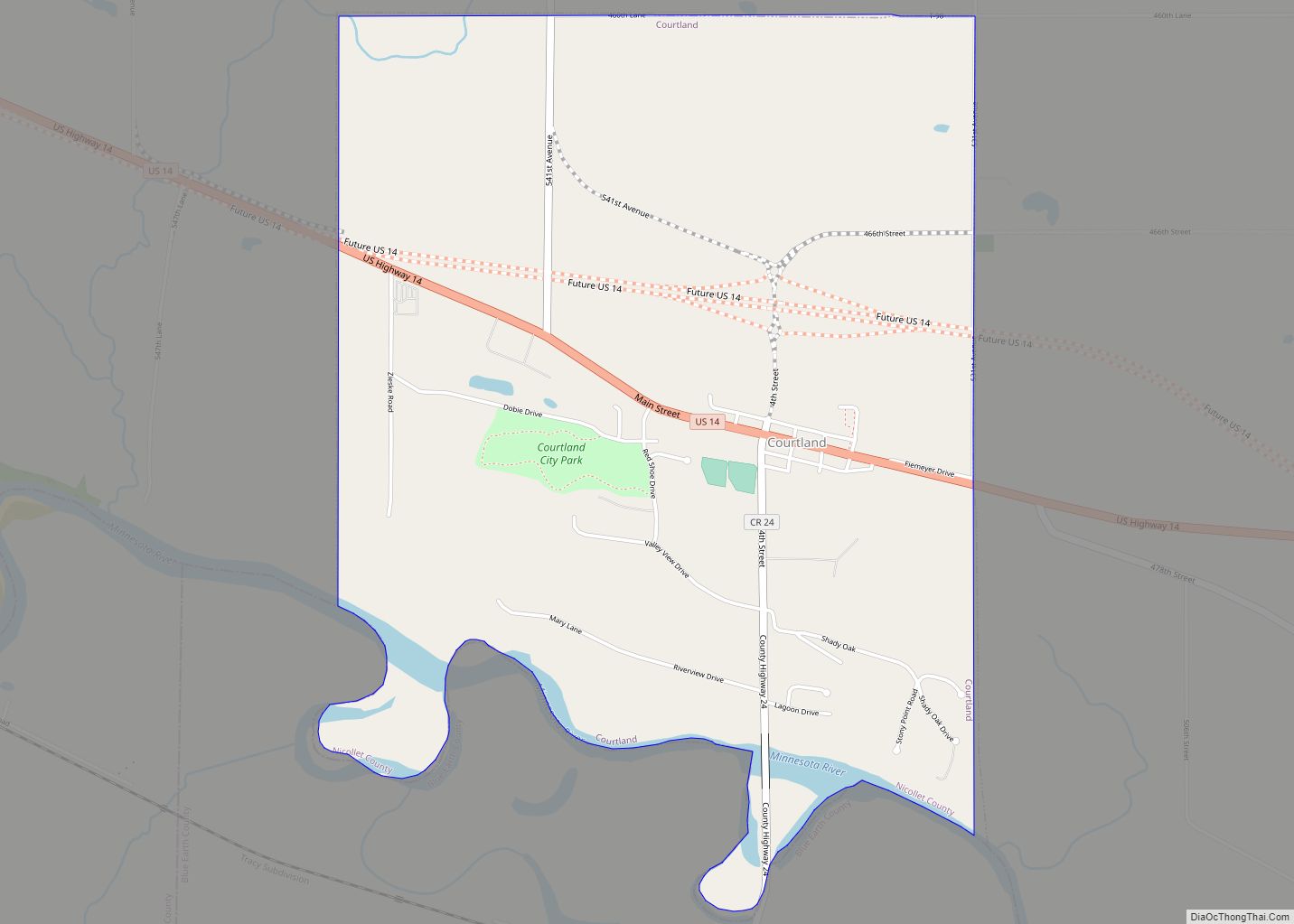 Map of Courtland city, Minnesota