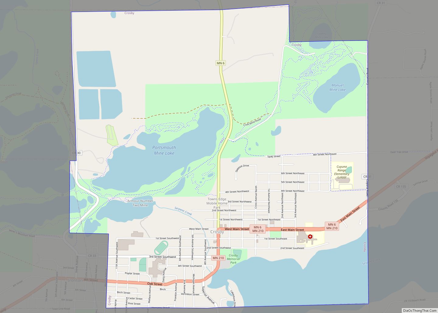 Map of Crosby city, Minnesota