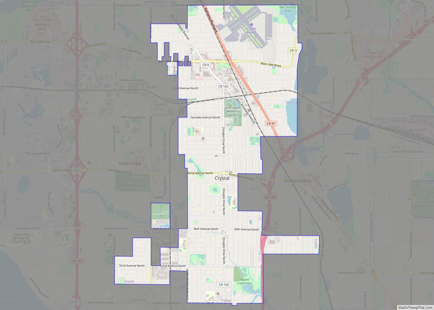 Map of Crystal city, Minnesota