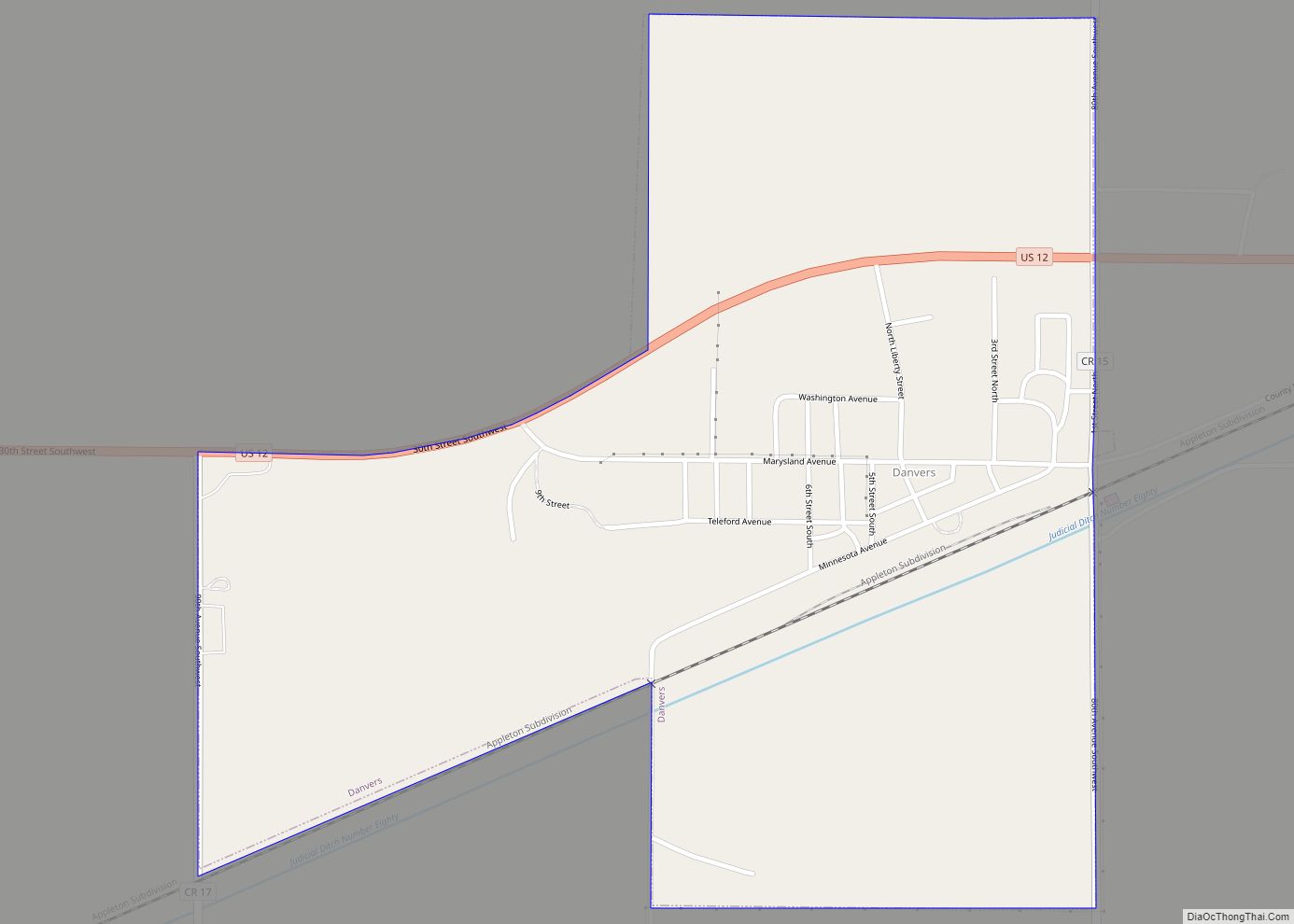 Map of Danvers city, Minnesota