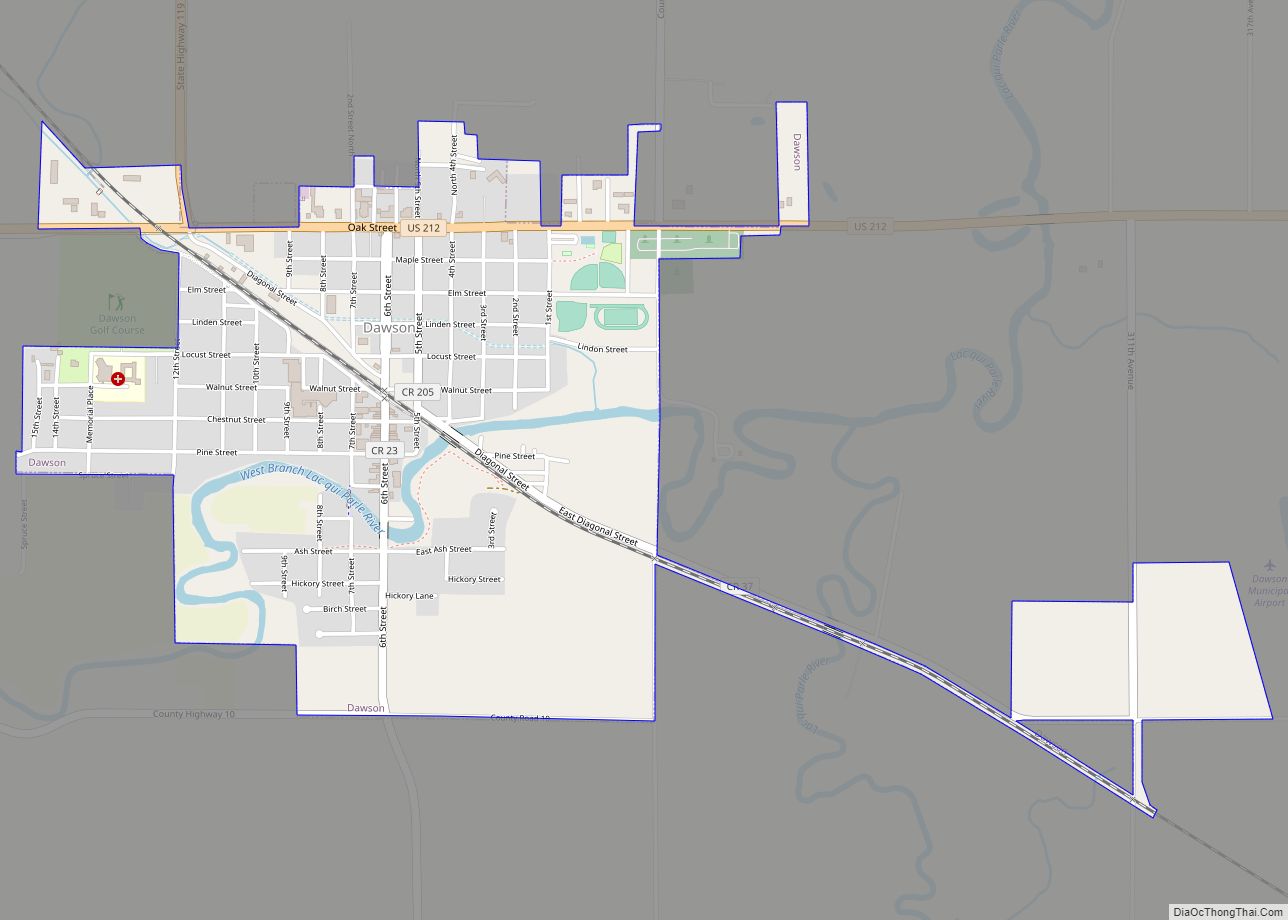 Map of Dawson city, Minnesota