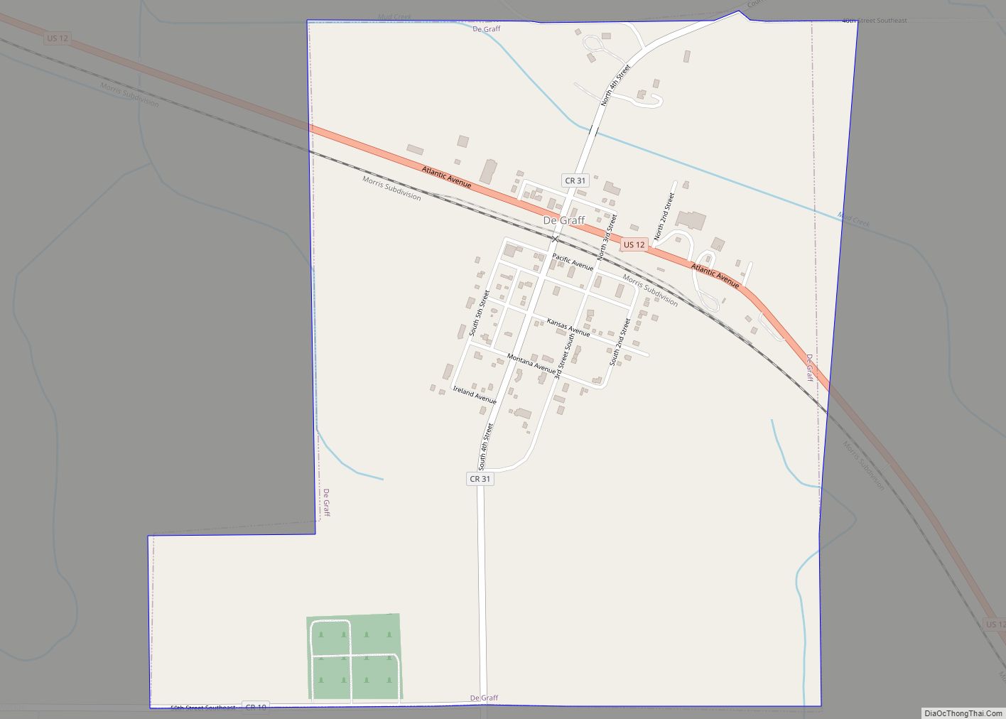 Map of De Graff city, Minnesota