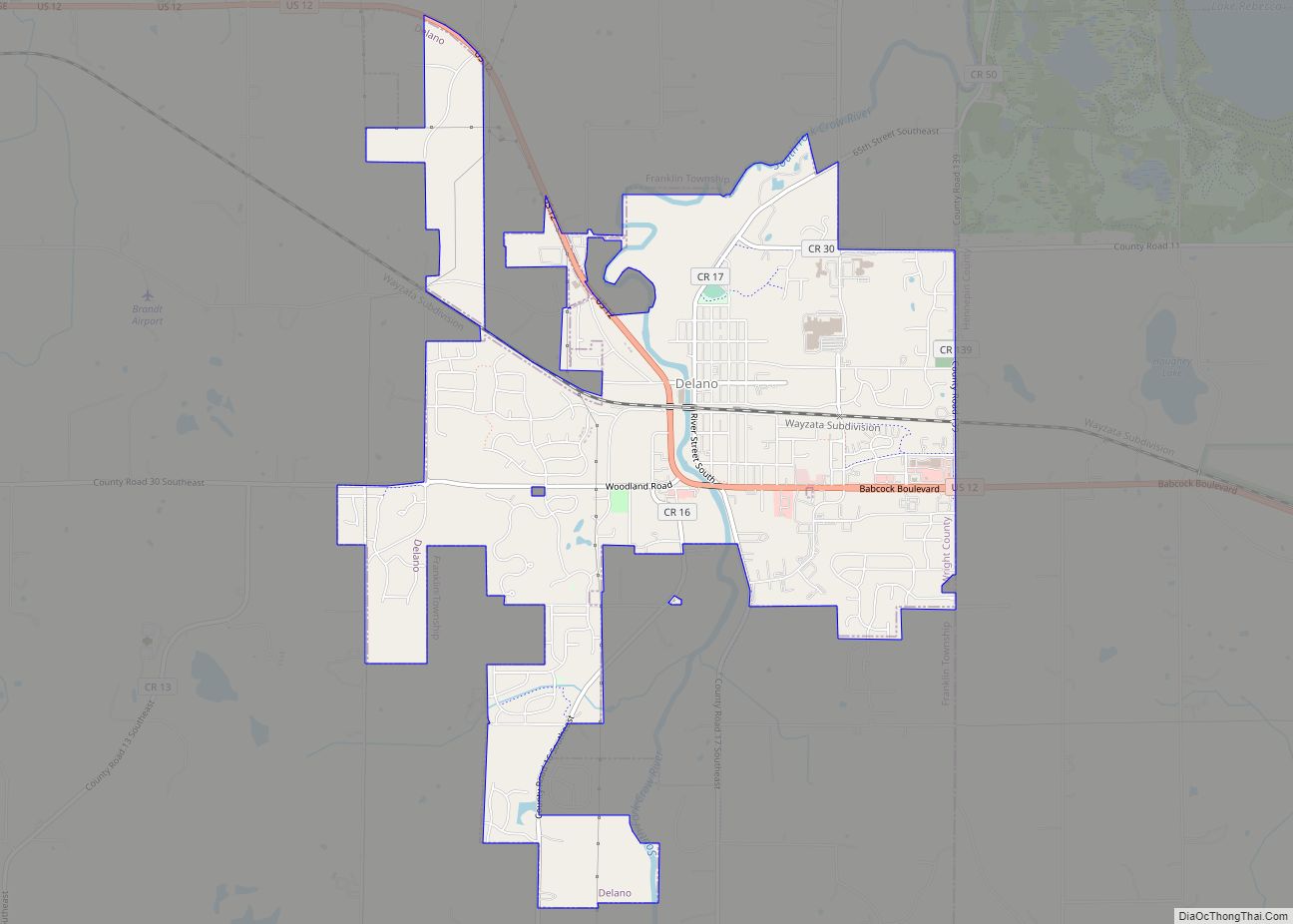 Map of Delano city, Minnesota