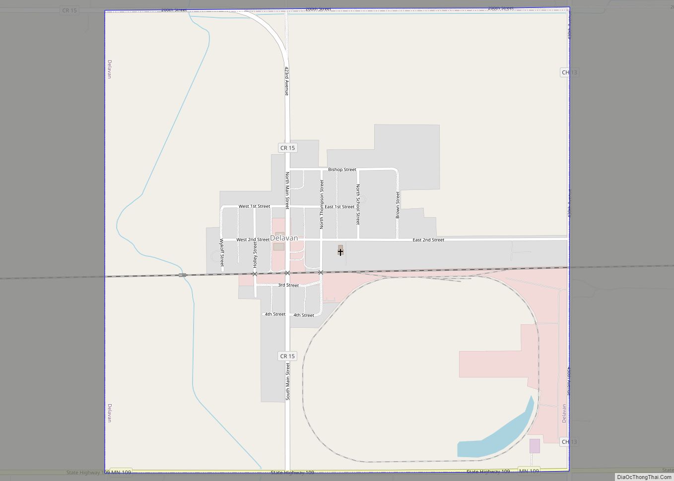 Map of Delavan city, Minnesota