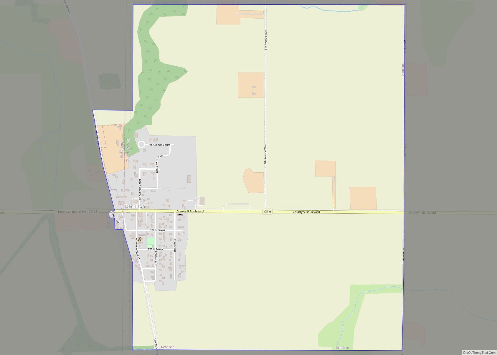 Map of Dennison city, Minnesota