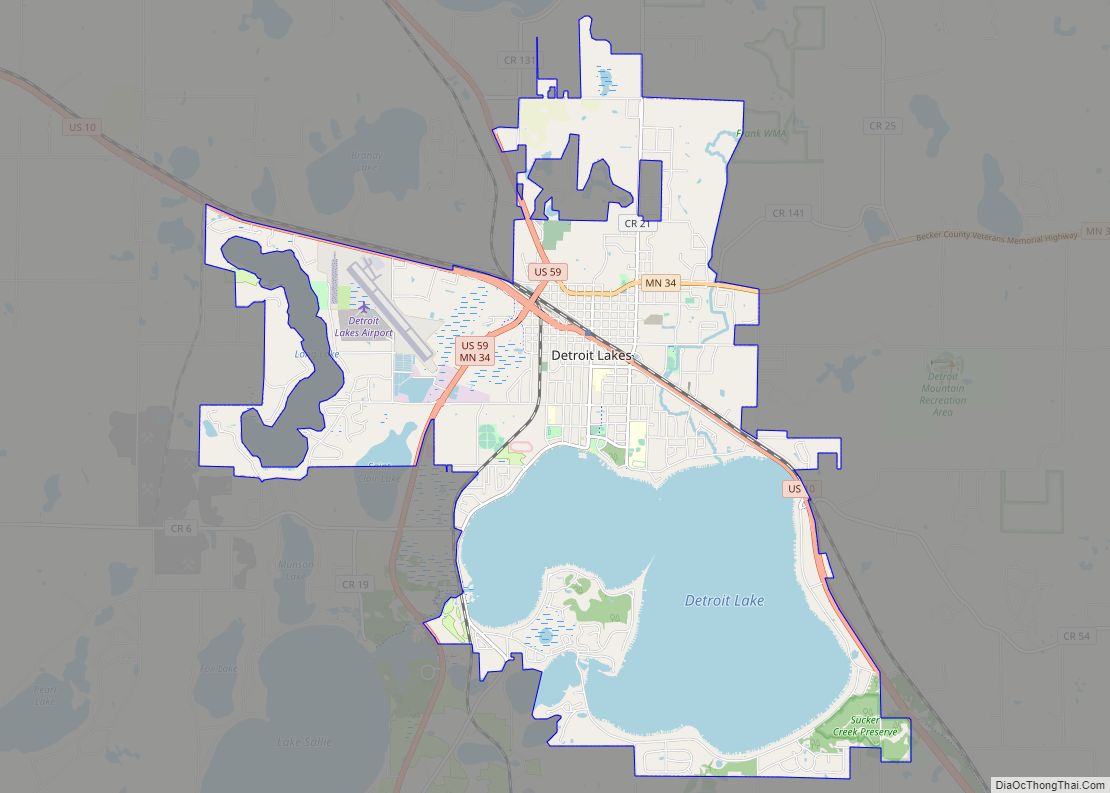 Map of Detroit Lakes city