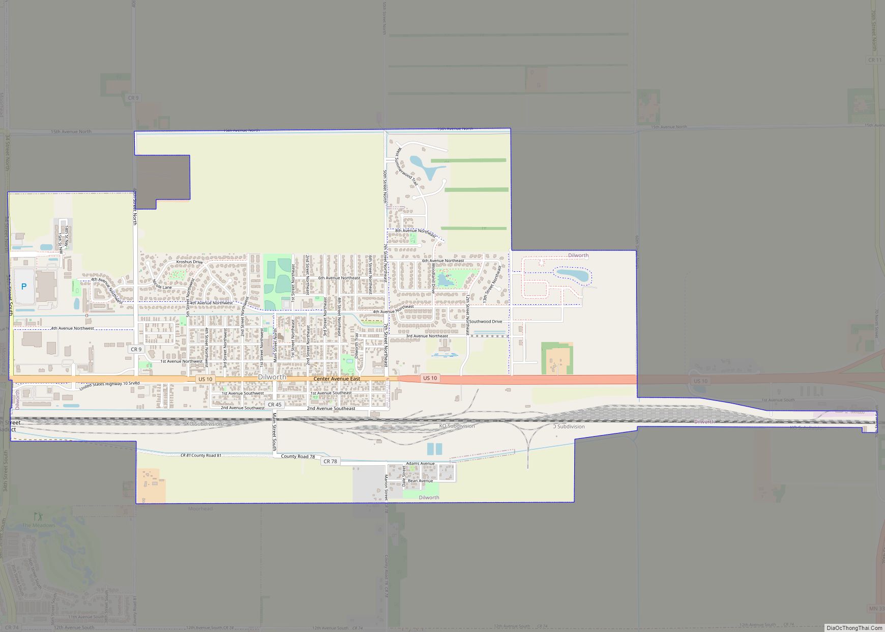 Map of Dilworth city