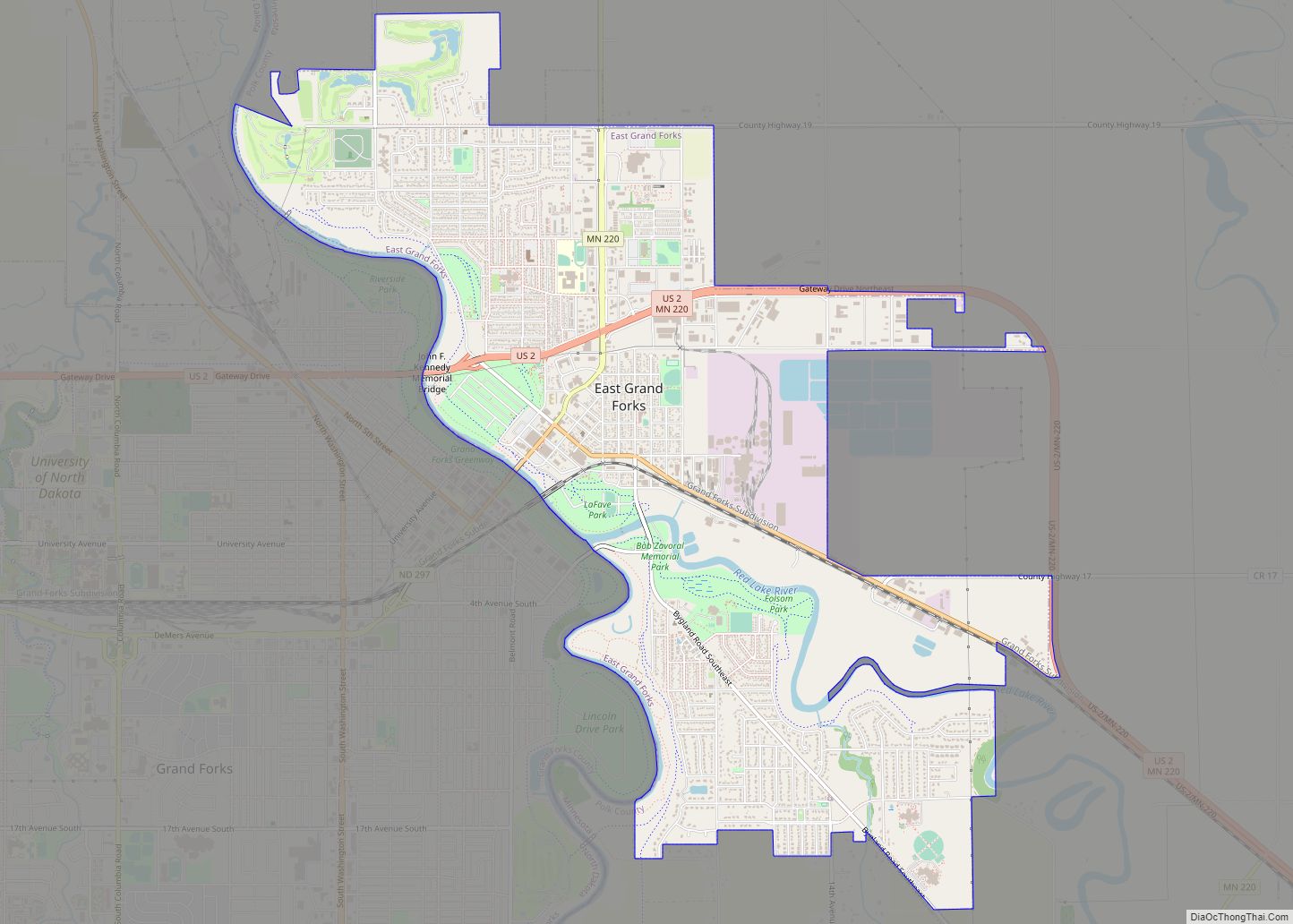 Map of East Grand Forks city