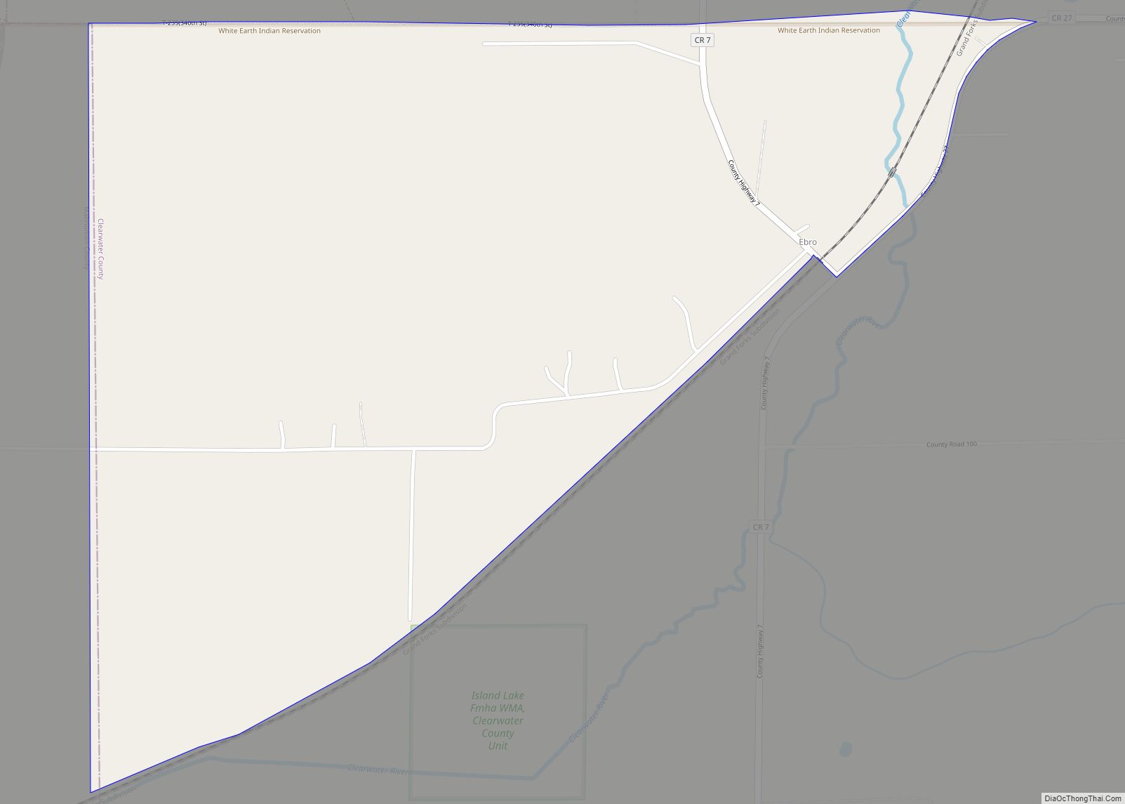 Map of Ebro CDP, Minnesota