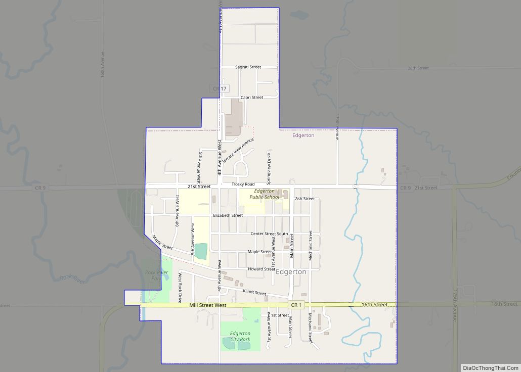 Map of Edgerton city, Minnesota