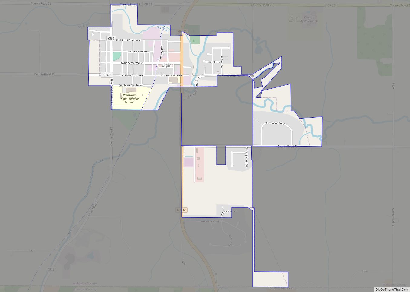 Map of Elgin city, Minnesota