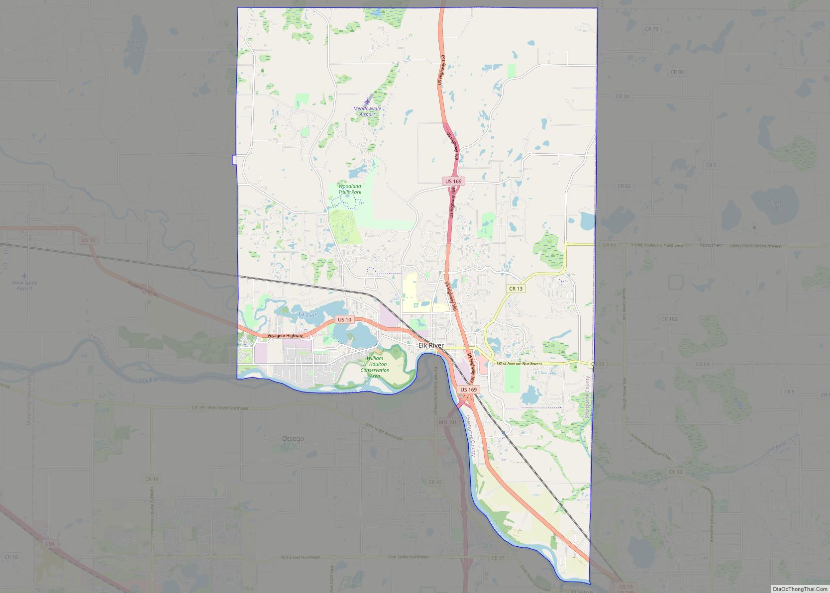 Map of Elk River city, Minnesota