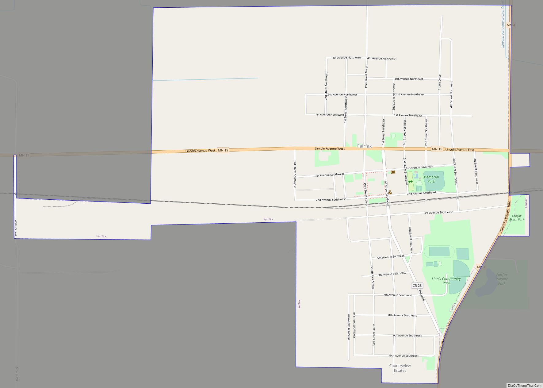 Map of Fairfax city, Minnesota