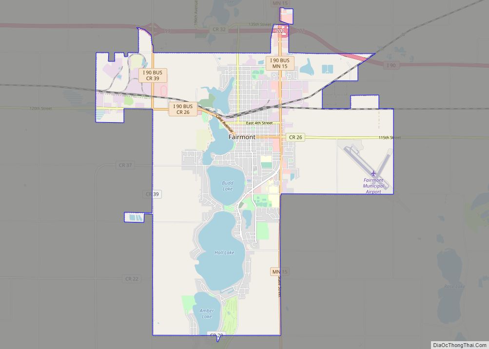 Map of Fairmont city, Minnesota