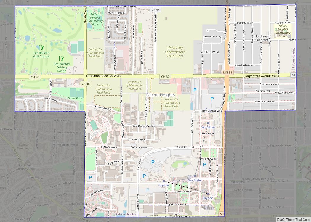 Map of Falcon Heights city, Minnesota