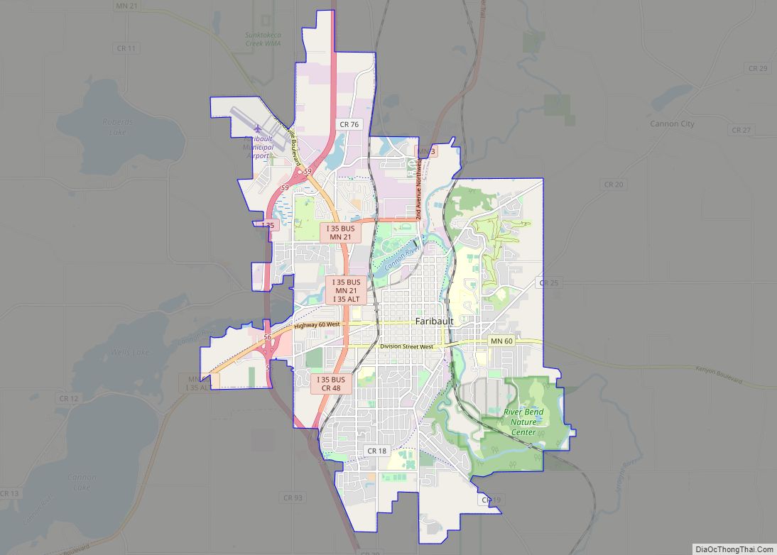 Map of Faribault city