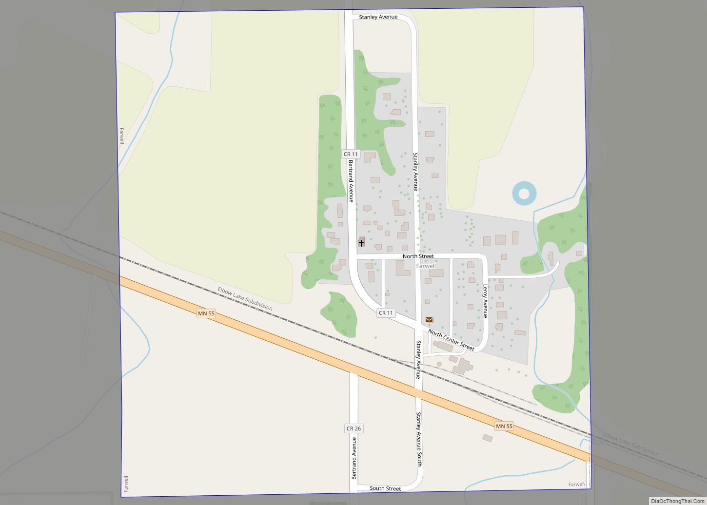 Map of Farwell city, Minnesota