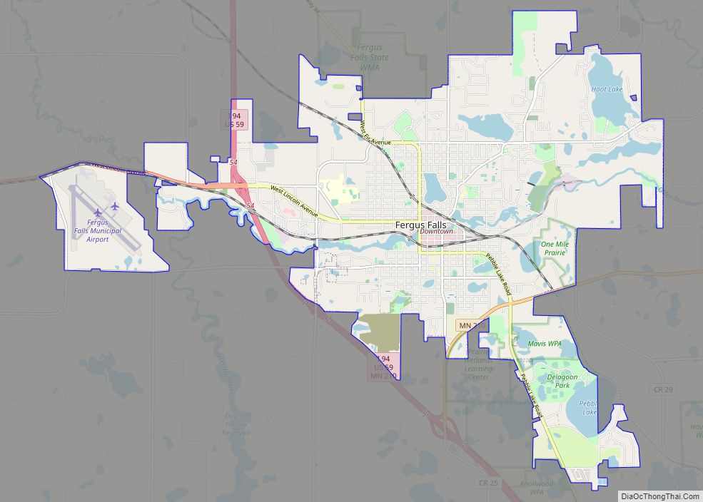 Map of Fergus Falls city