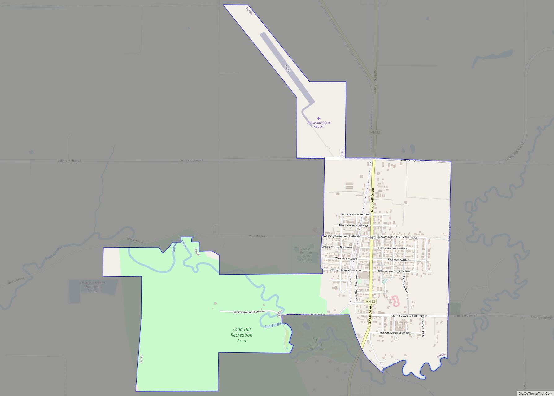 Map of Fertile city, Minnesota