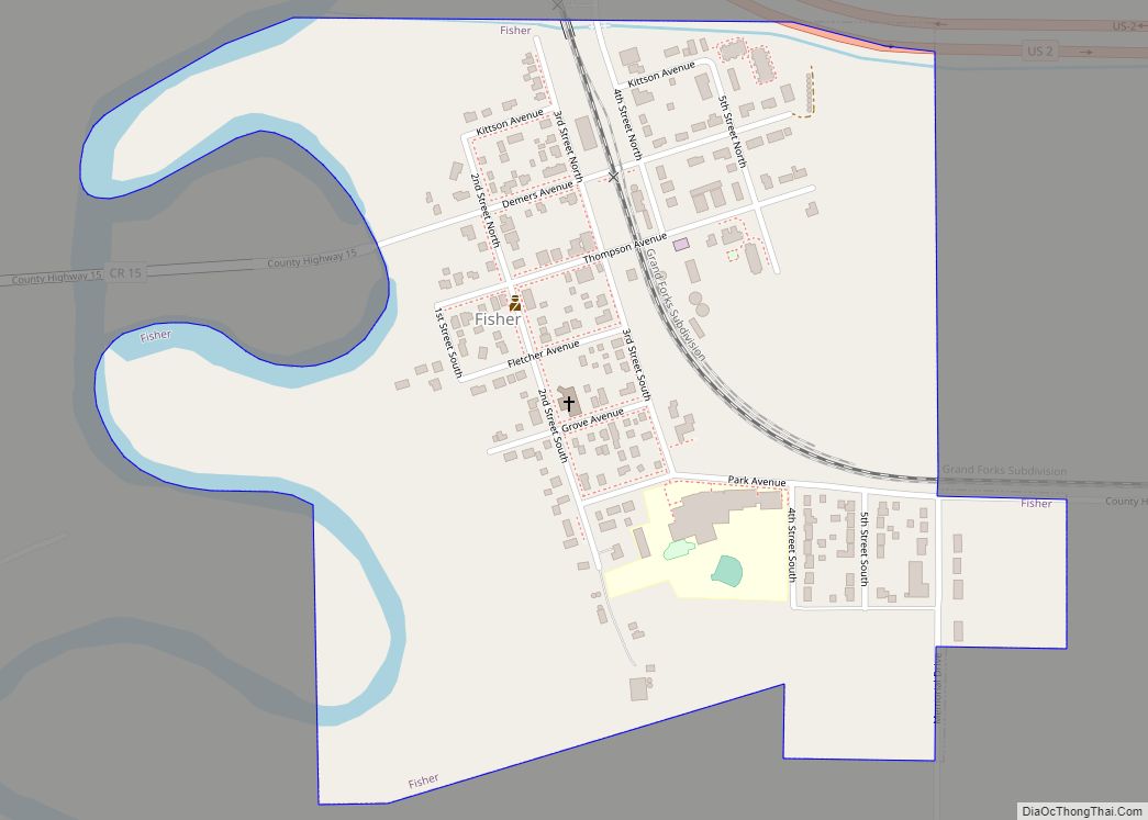 Map of Fisher city, Minnesota