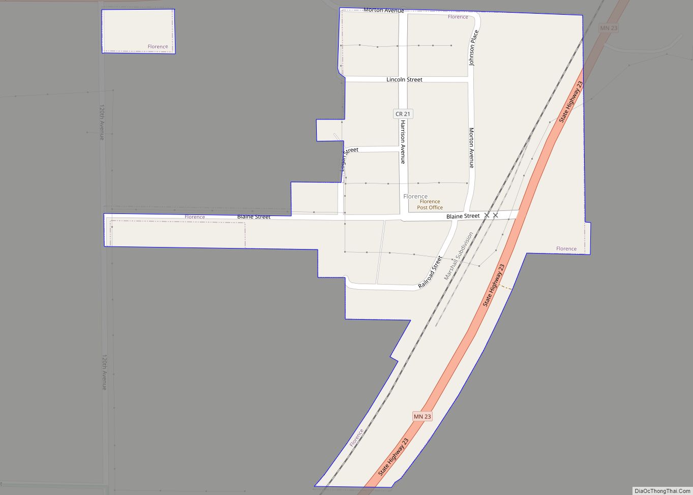 Map of Florence city, Minnesota