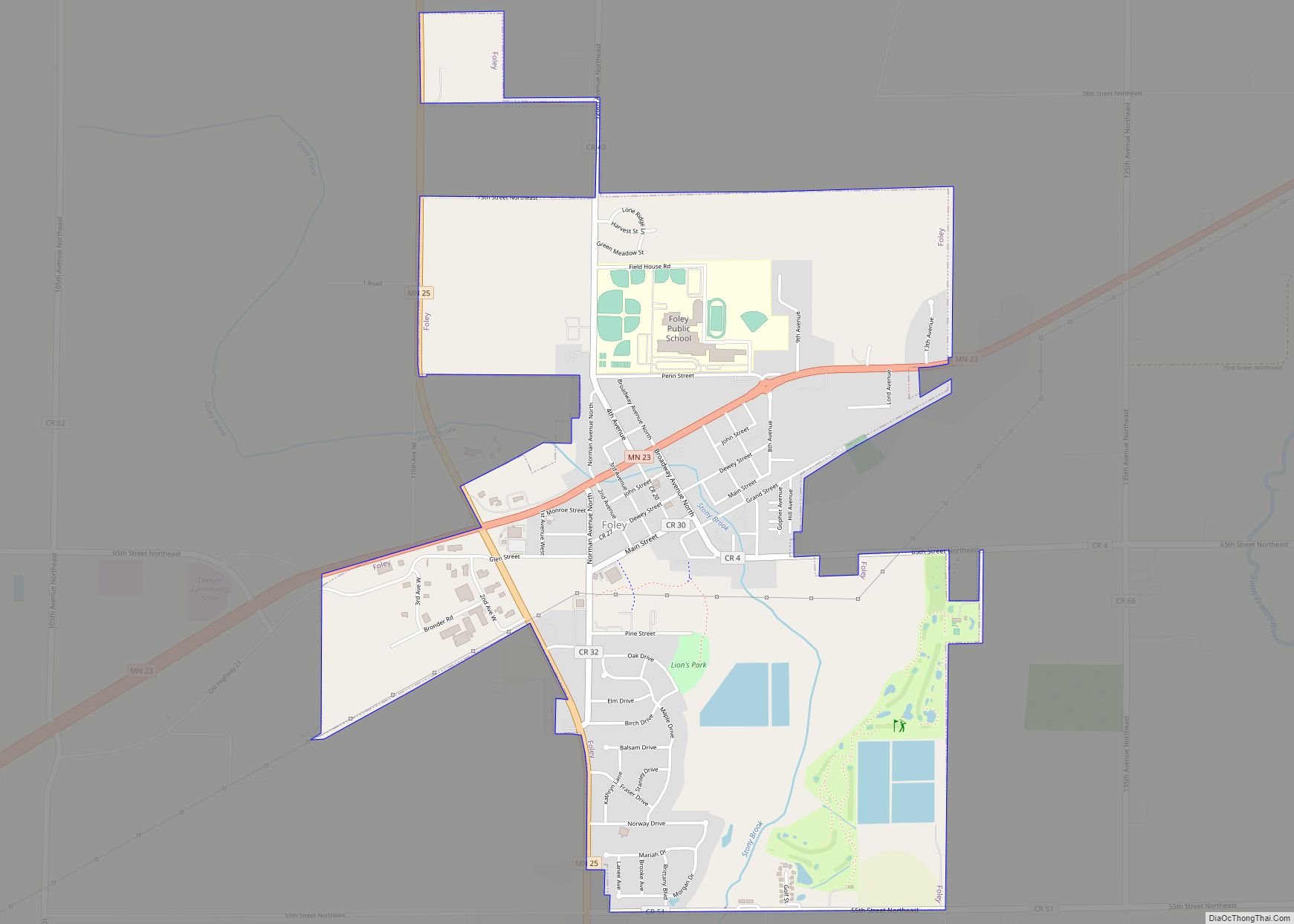 Map of Foley city, Minnesota