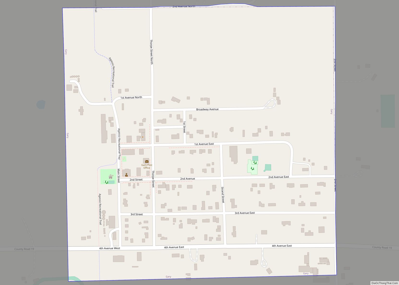 Map of Gary city, Minnesota