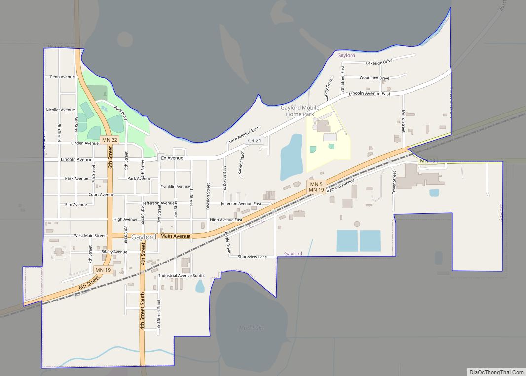 Map of Gaylord city, Minnesota