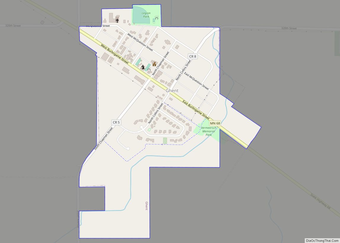 Map of Ghent city, Minnesota