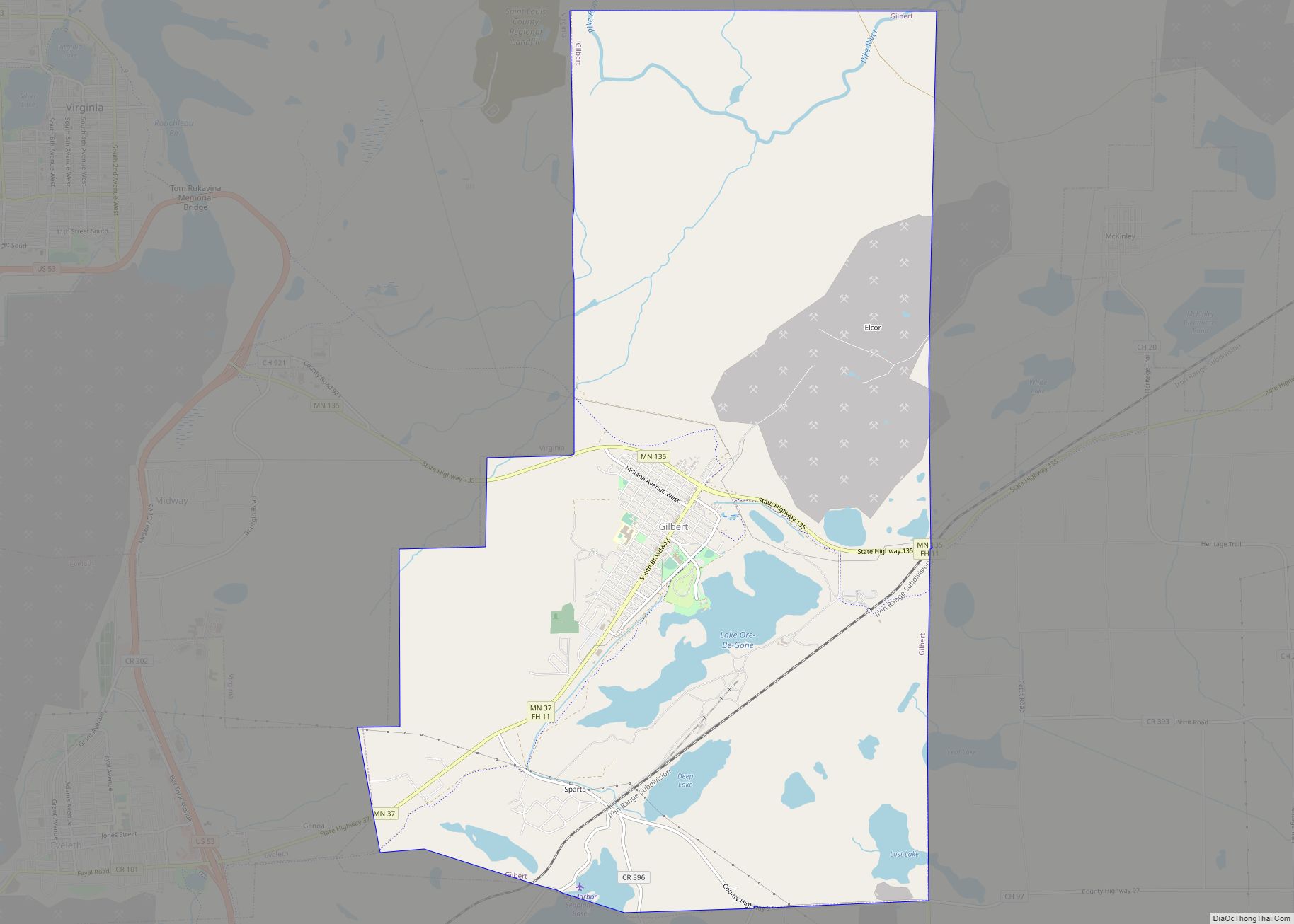 Map of Gilbert city, Minnesota