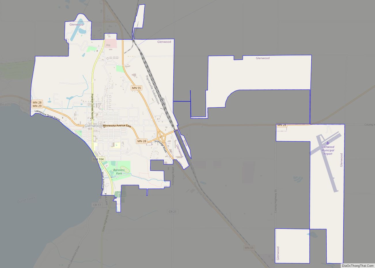 Map of Glenwood city, Minnesota