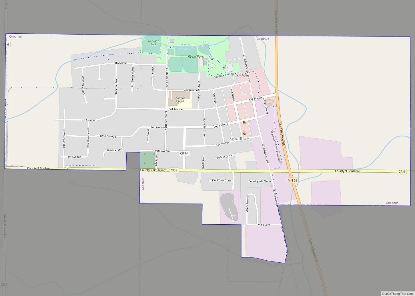 Map of Goodhue city