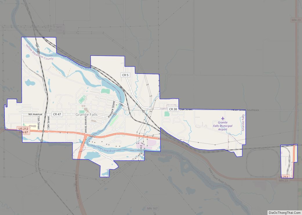 Map of Granite Falls city, Minnesota