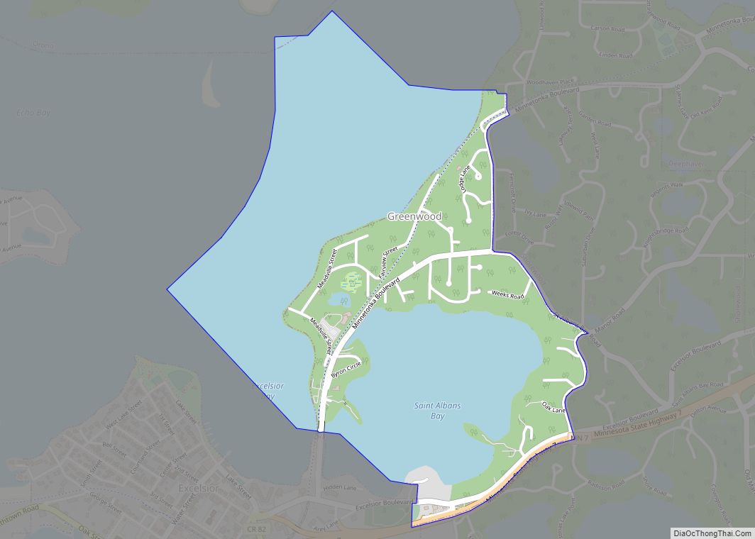 Map of Greenwood city, Minnesota