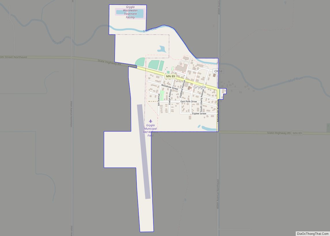 Map of Grygla city