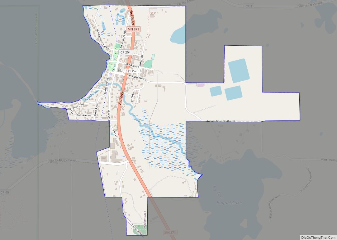 Map of Hackensack city, Minnesota