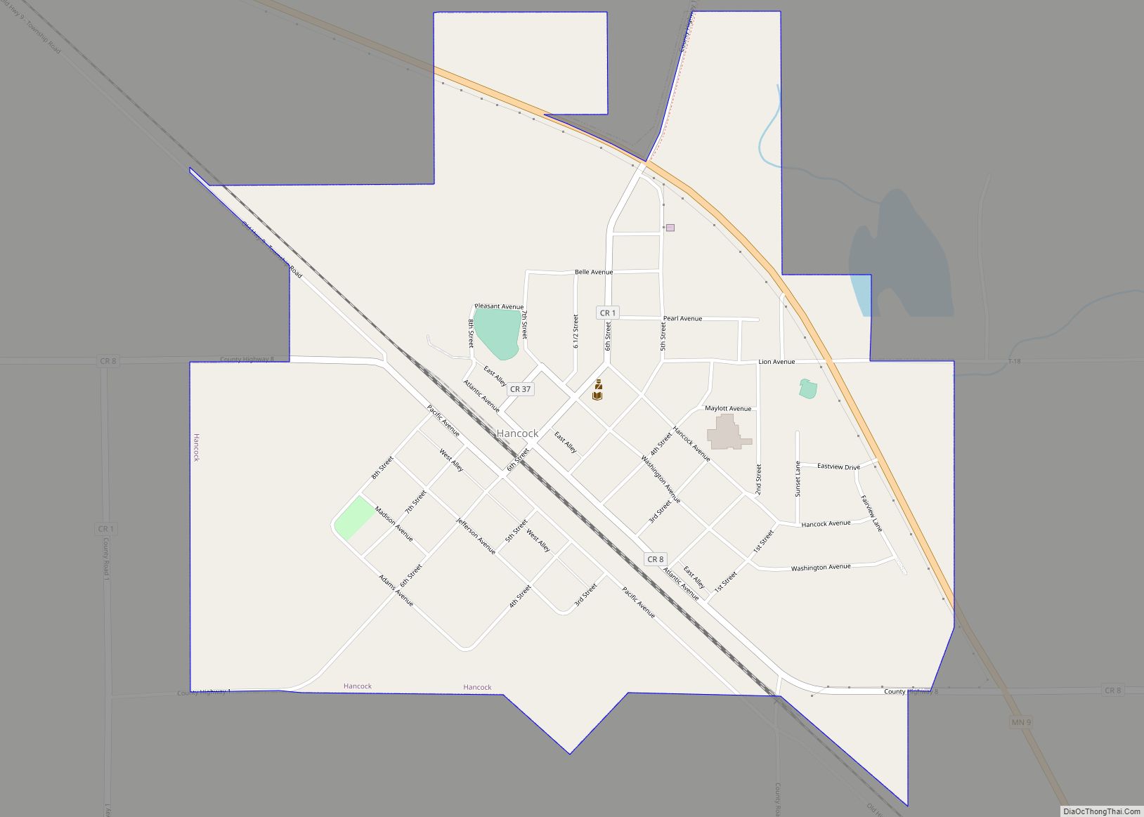 Map of Hancock city, Minnesota