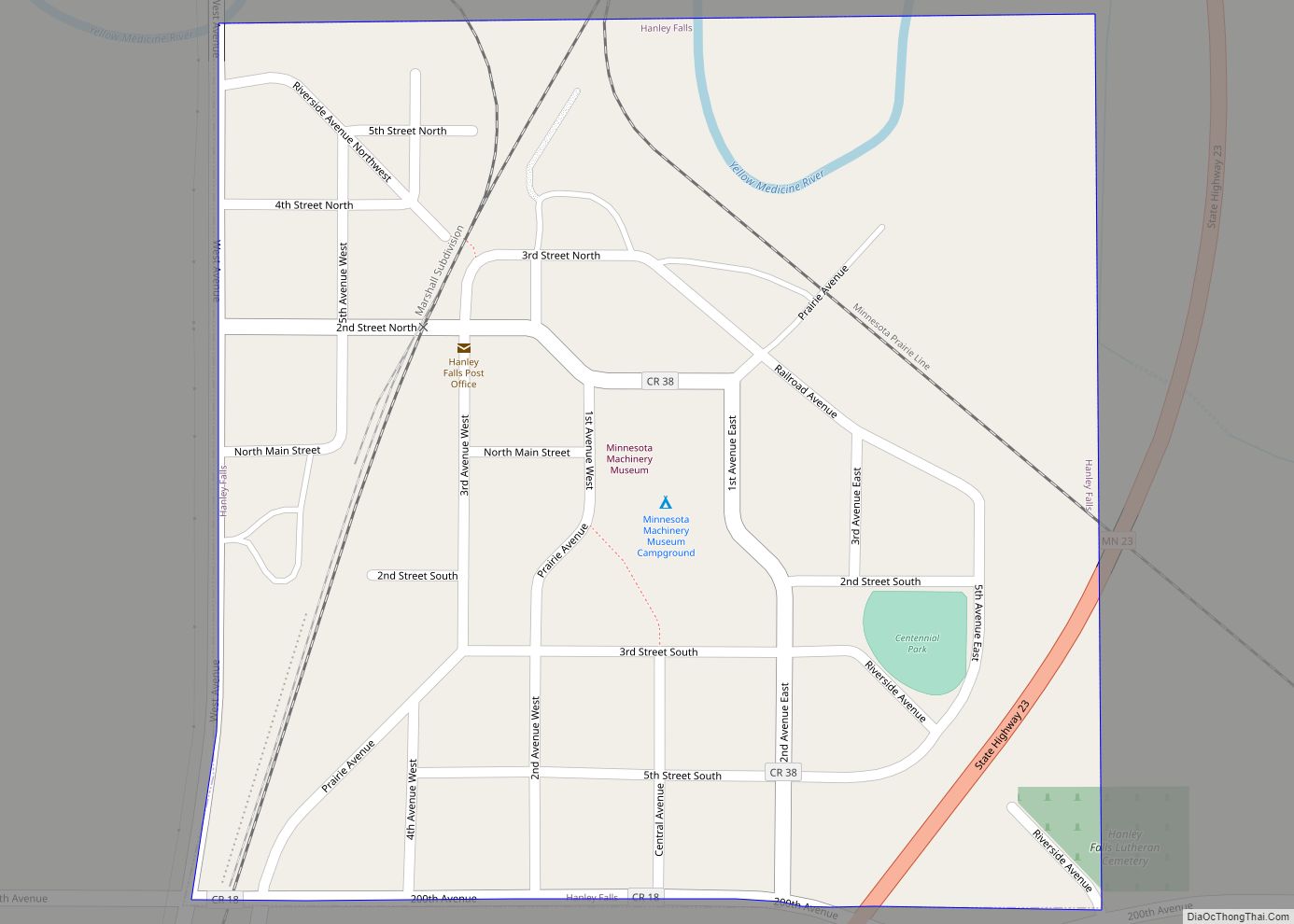 Map of Hanley Falls city