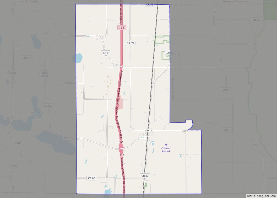 Map of Harris city, Minnesota