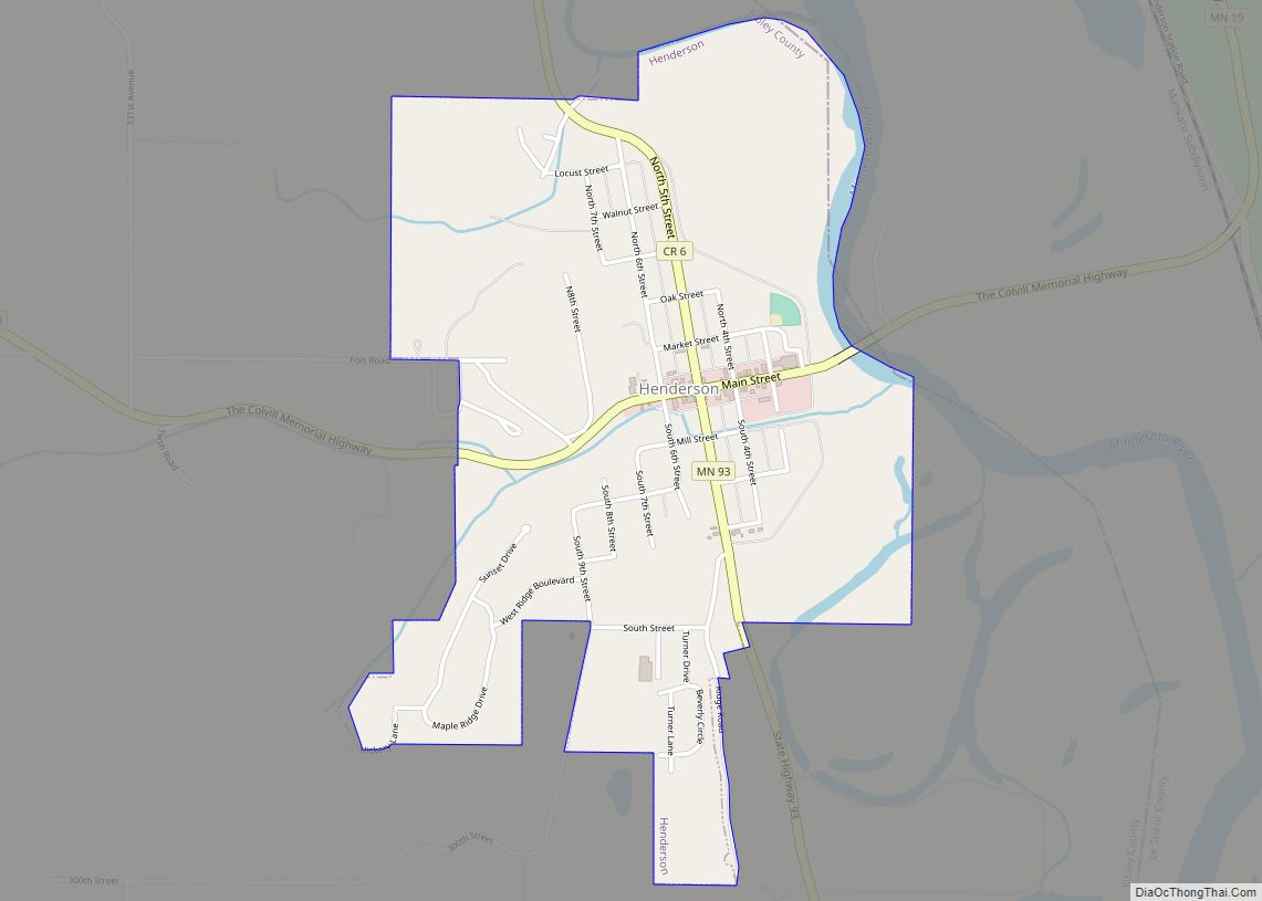 Map of Henderson city, Minnesota