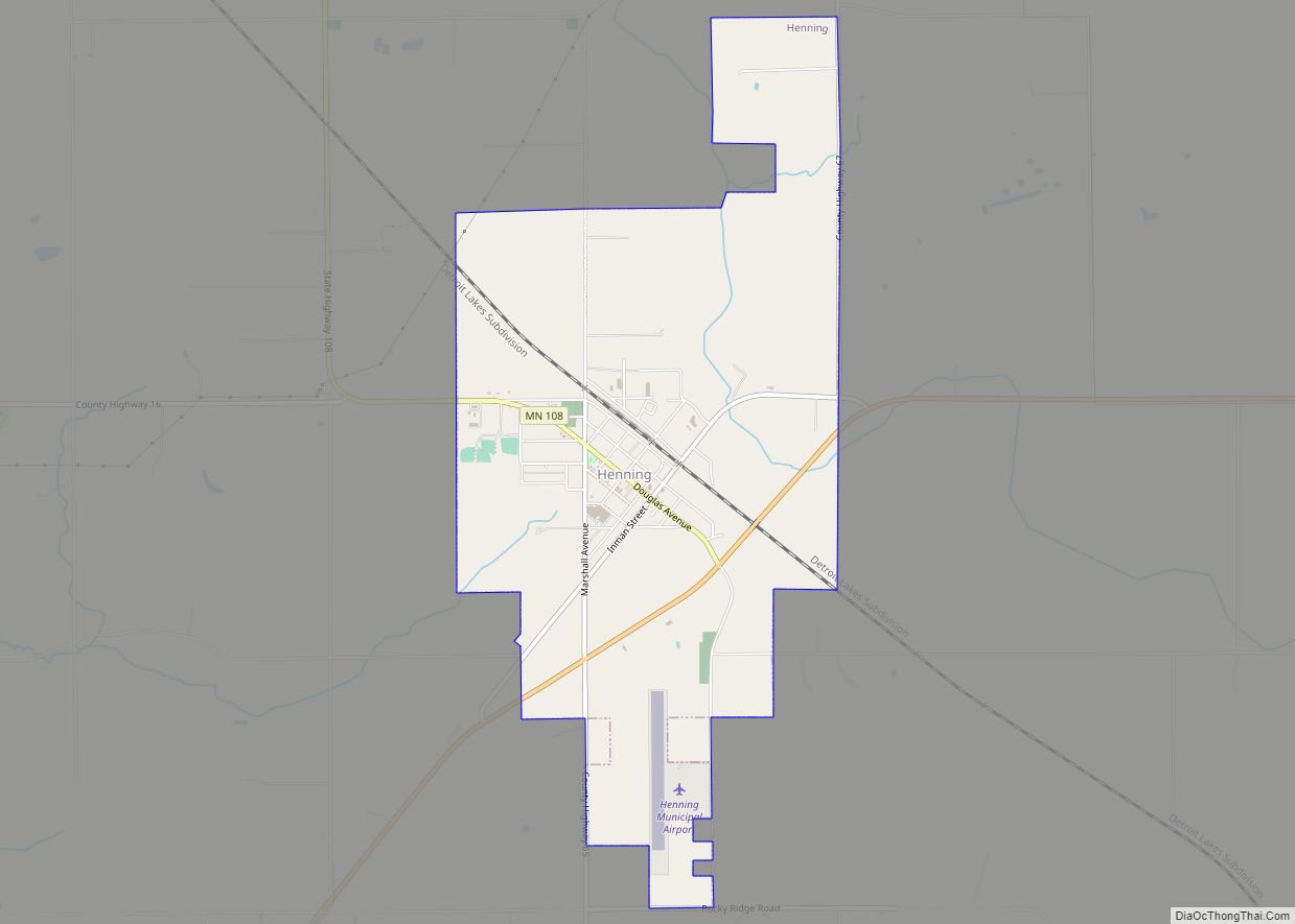 Map of Henning city, Minnesota