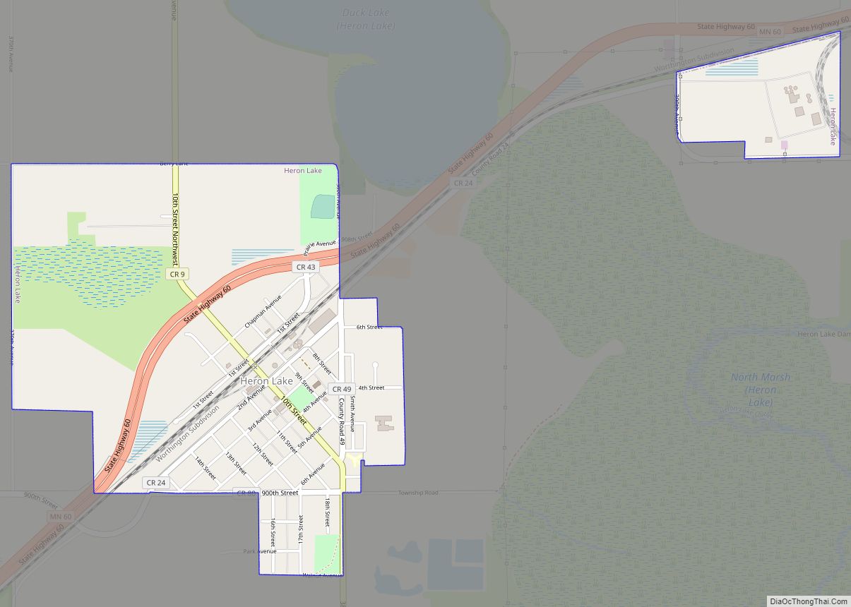 Map of Heron Lake city