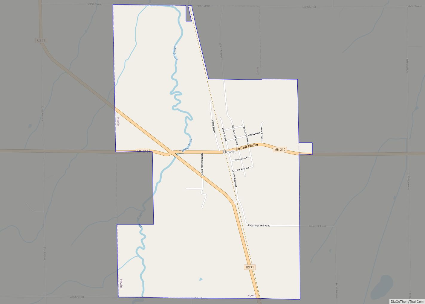 Map of Hewitt city, Minnesota