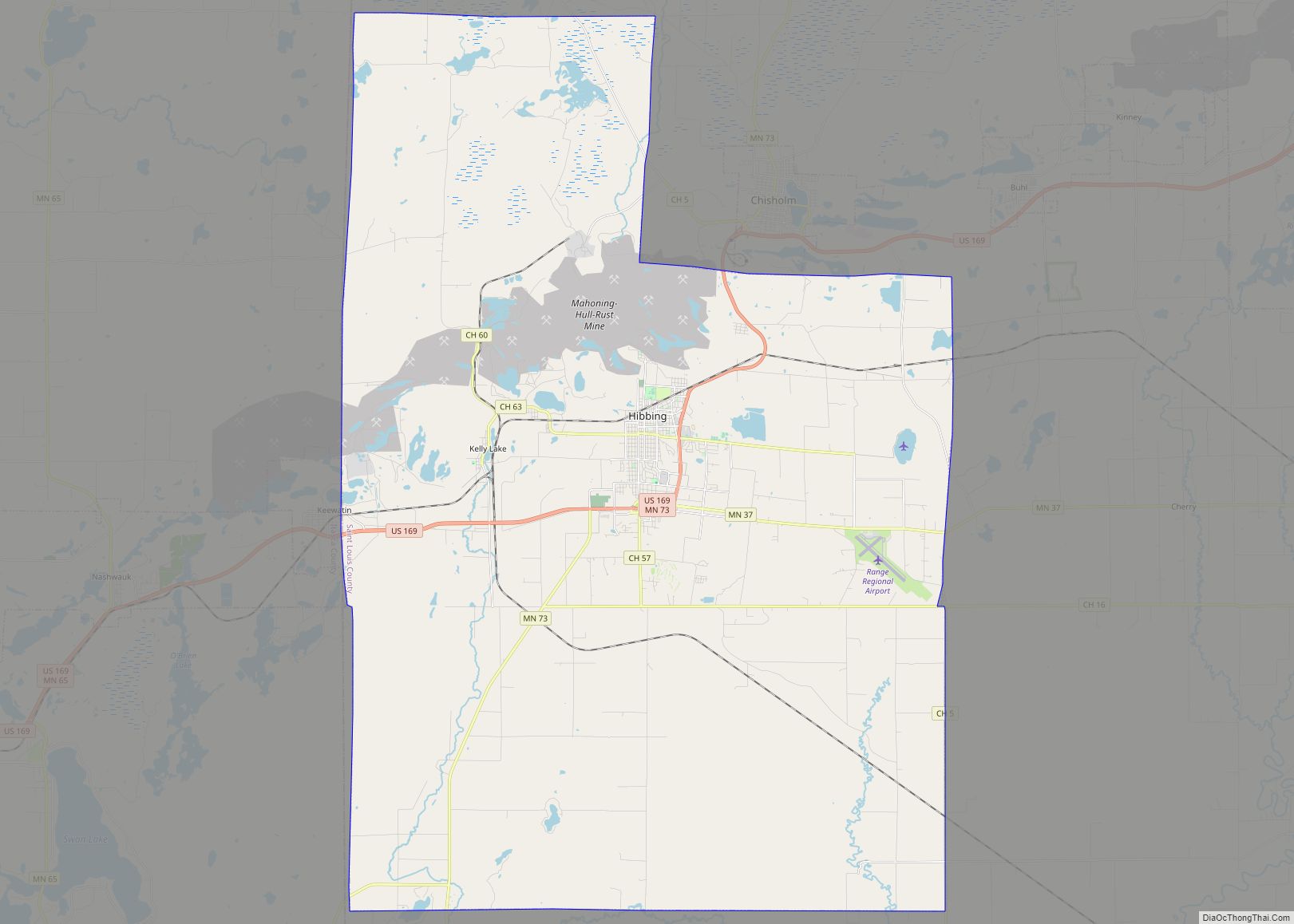 Map of Hibbing city