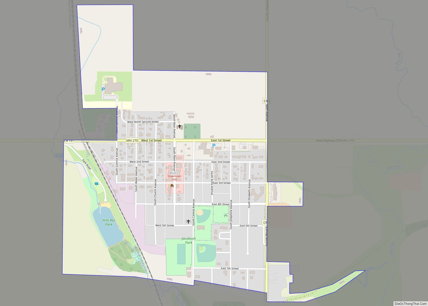 Map of Hills city, Minnesota