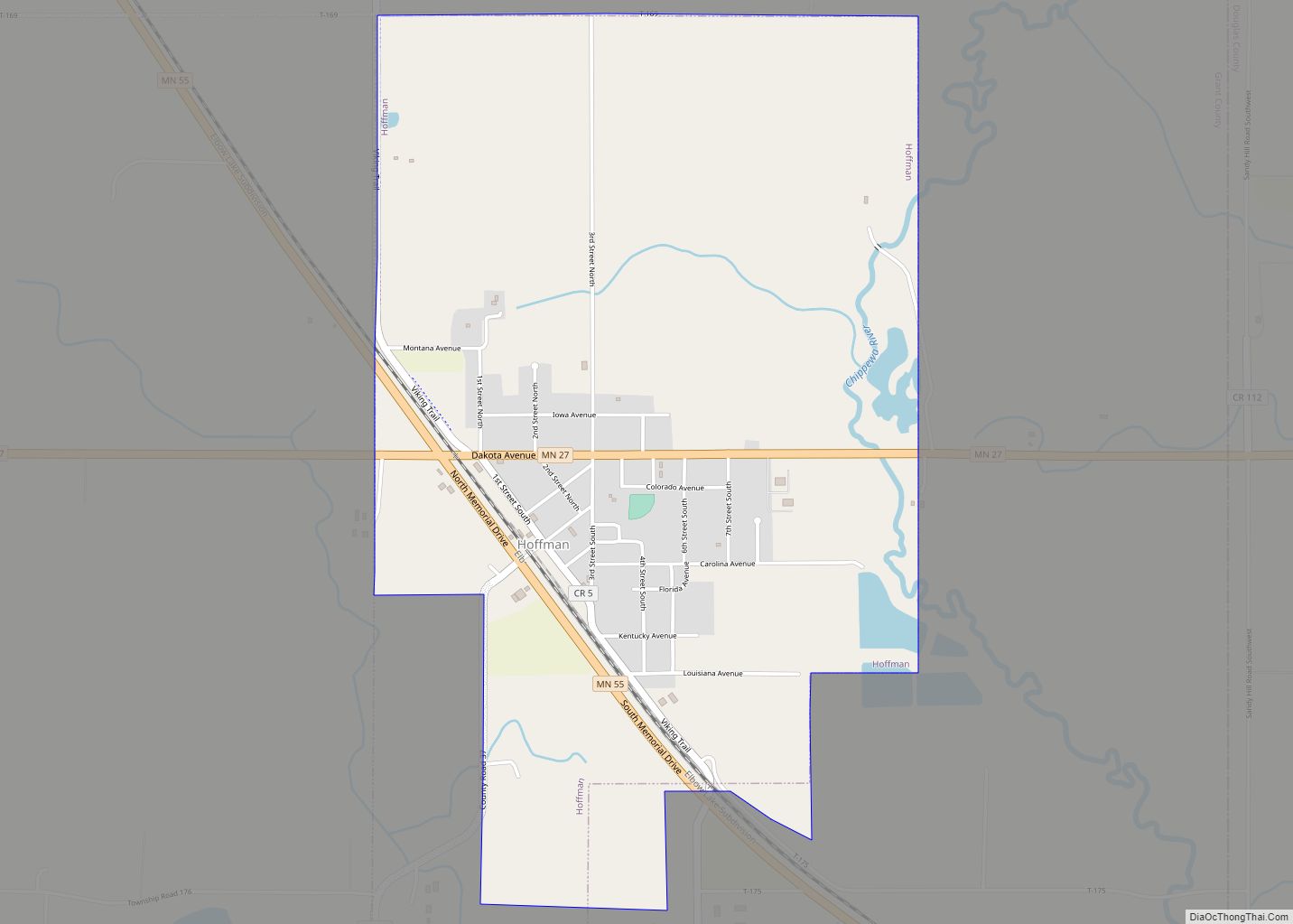 Map of Hoffman city, Minnesota