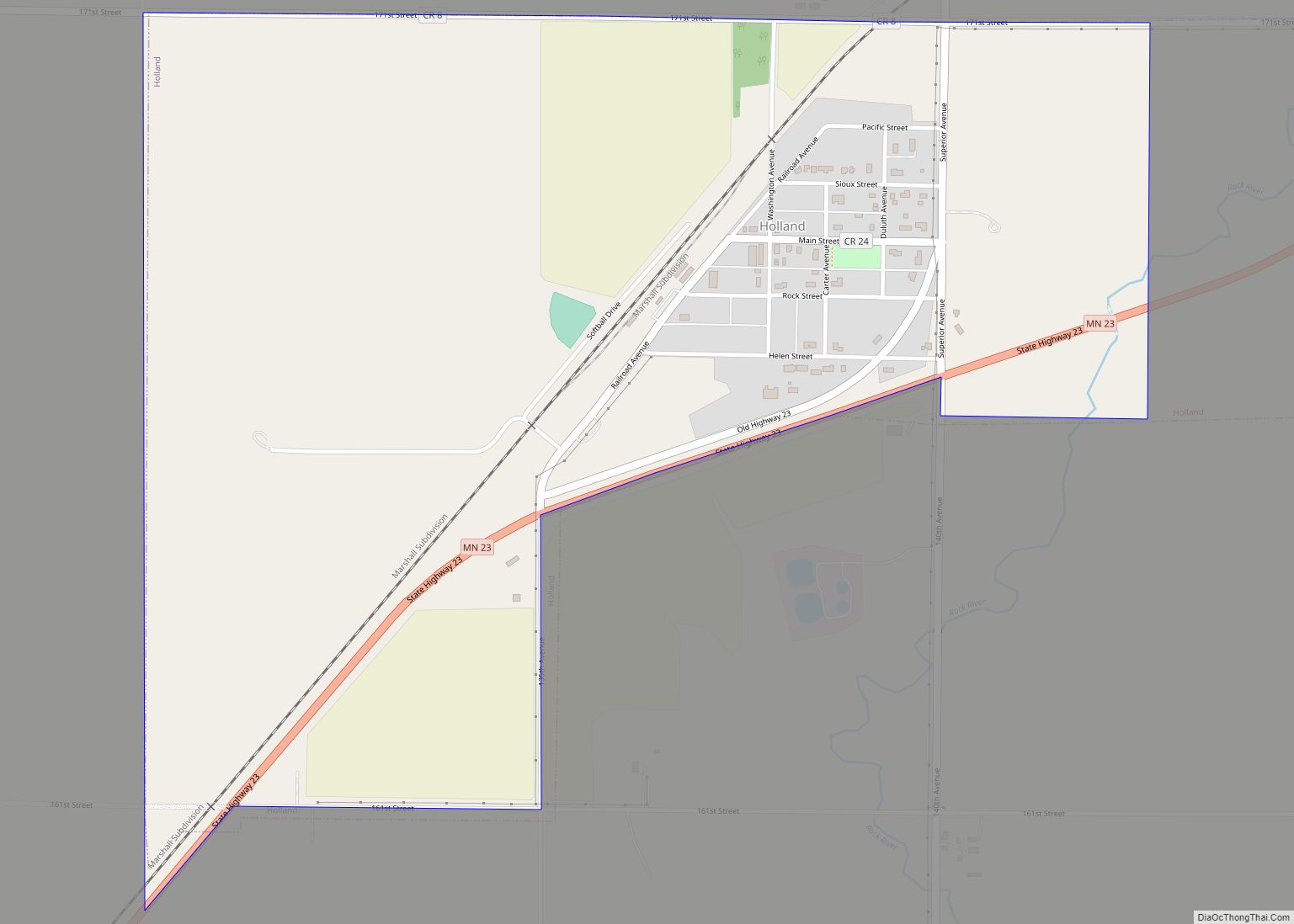 Map of Holland city, Minnesota